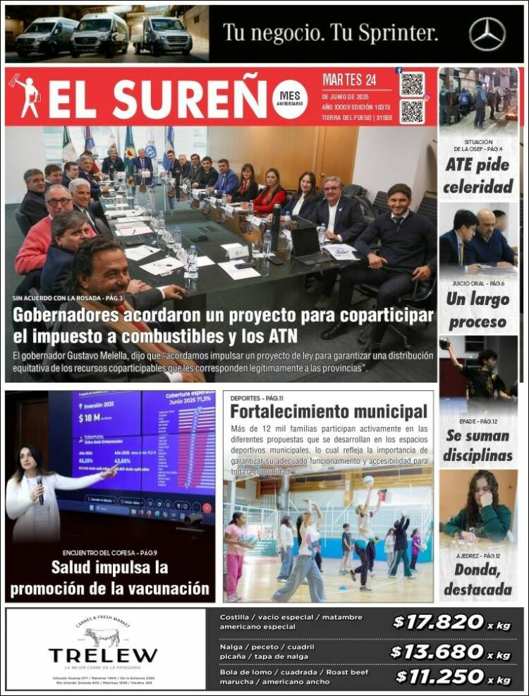 Portada de Diario El Sureño (Argentina)