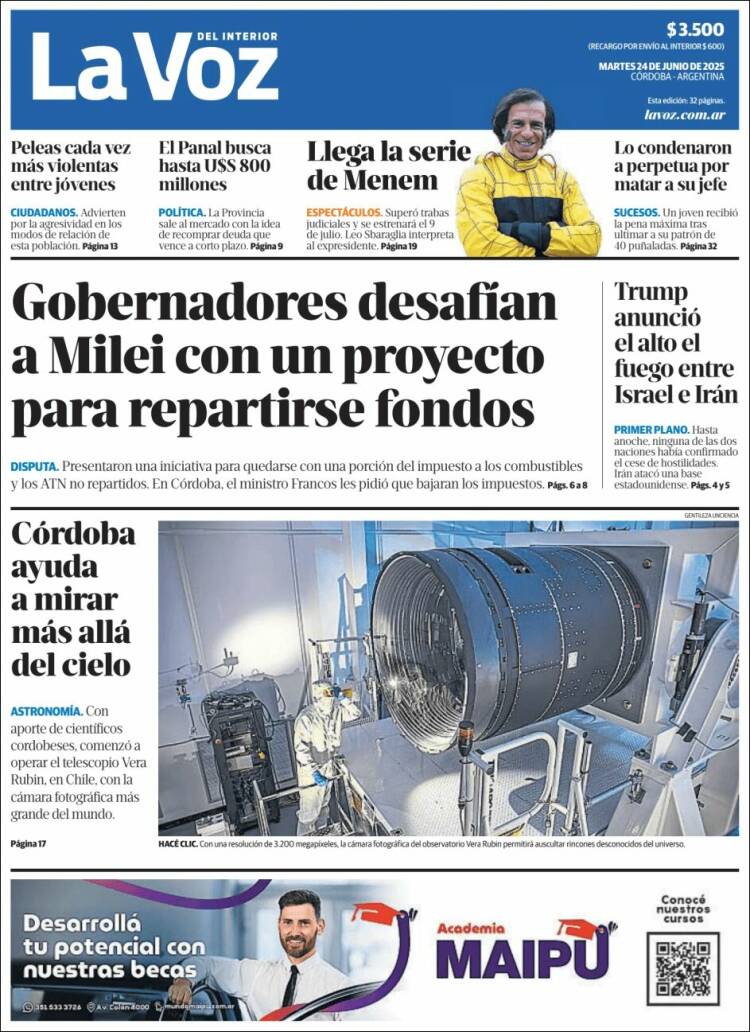 Portada de La Voz del Interior (Argentina)