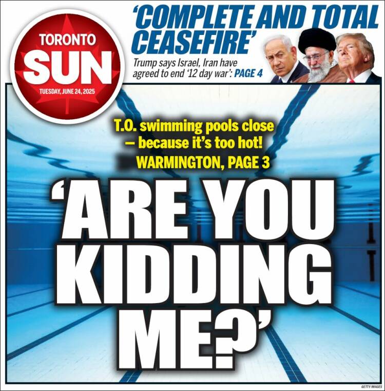 Portada de The Toronto Sun (Canadá)