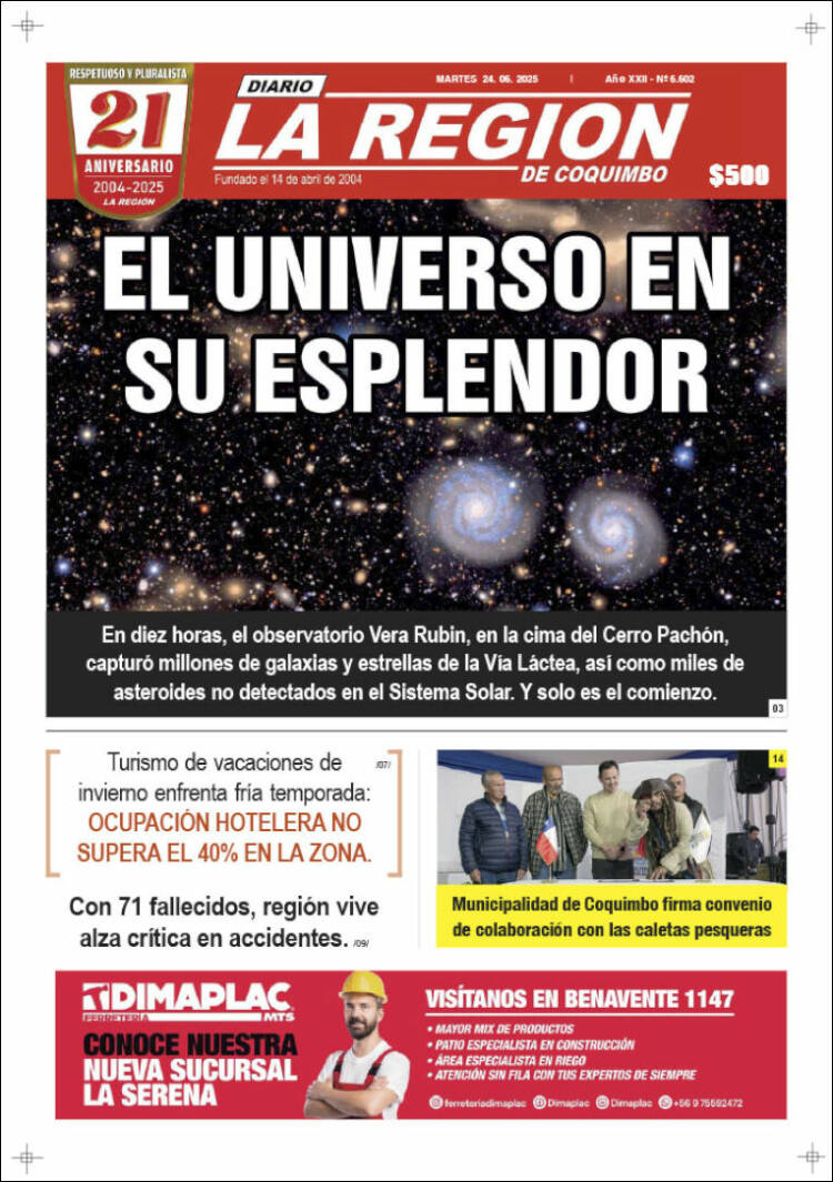 Portada de Diario La Región de Coquimbo (Chile)