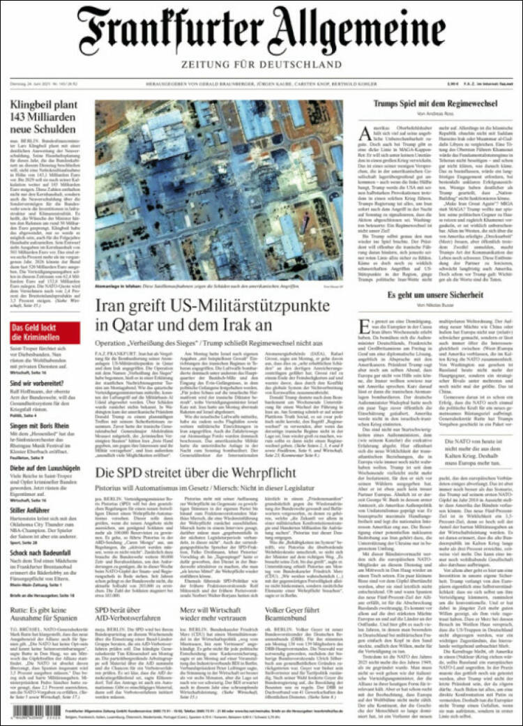 Portada de Frankfurter Allgemeine (Alemania)