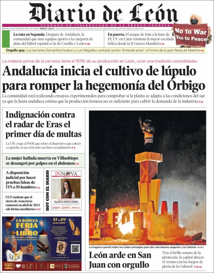 Portada de Diario de León (España)