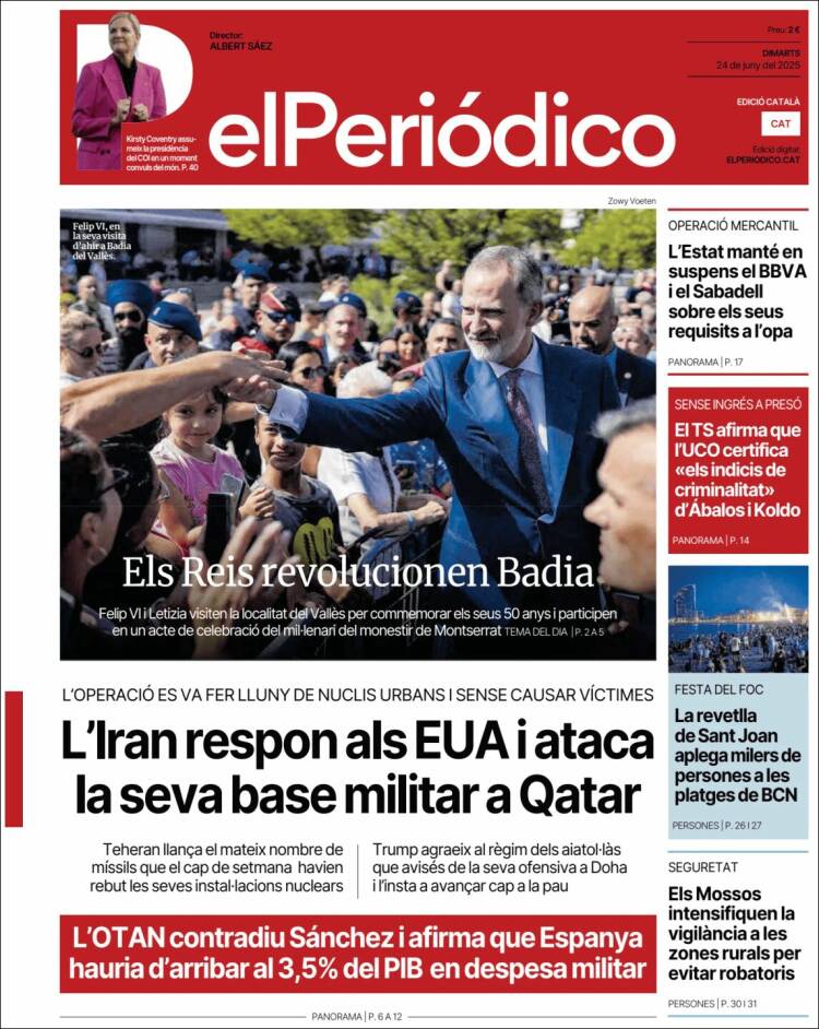 Portada de El Periódico de Catalunya (España)
