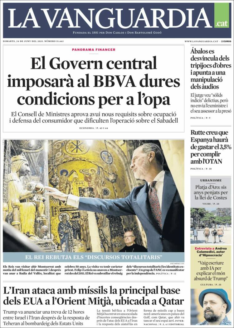 Portada de La Vanguardia (España)