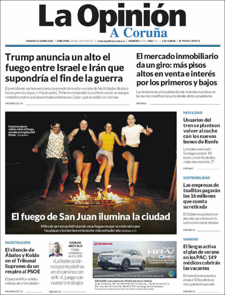 Portada de La Opinión de A Coruña (España)