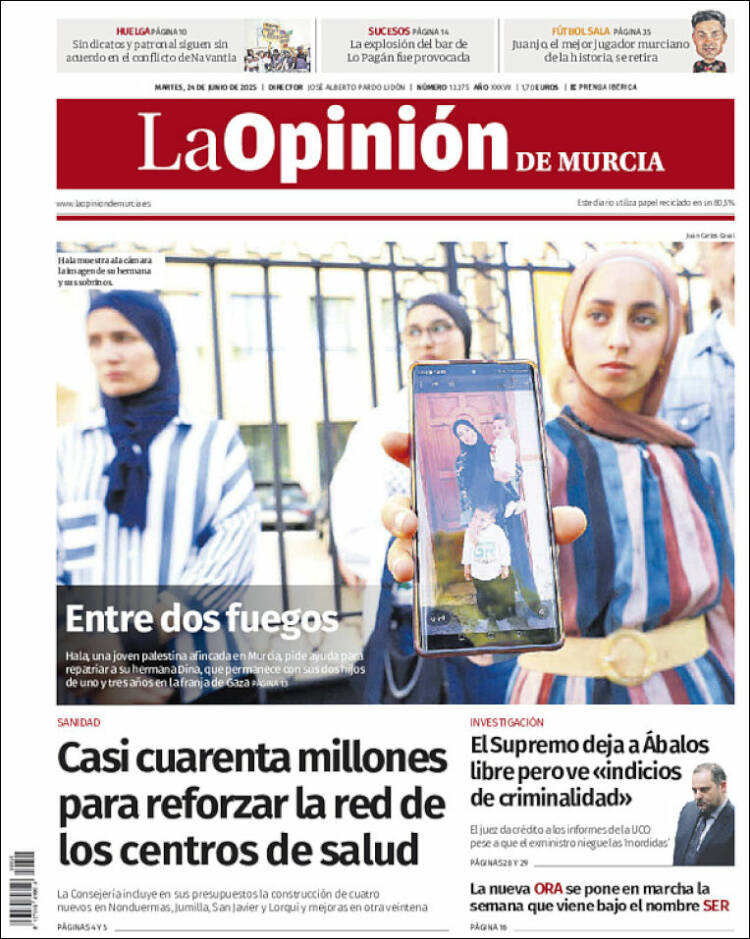 Portada de La Opinión de Murcia (España)