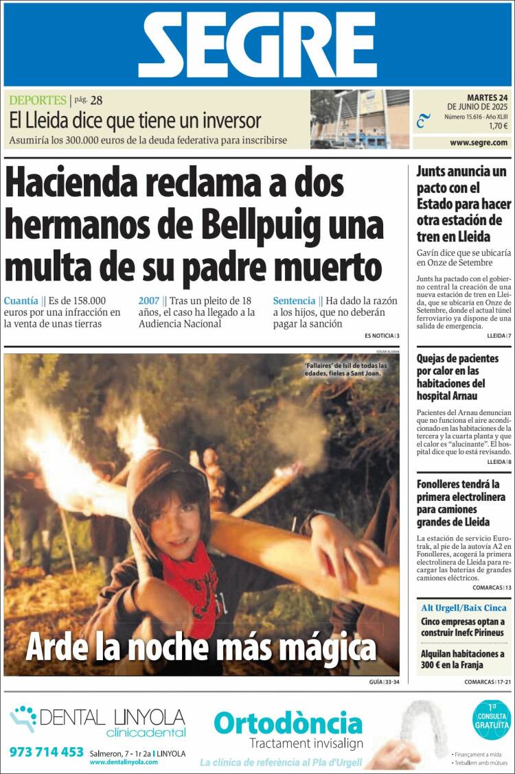 Portada de Segre  (España)
