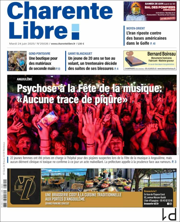 Portada de Charente Libre (Francia)