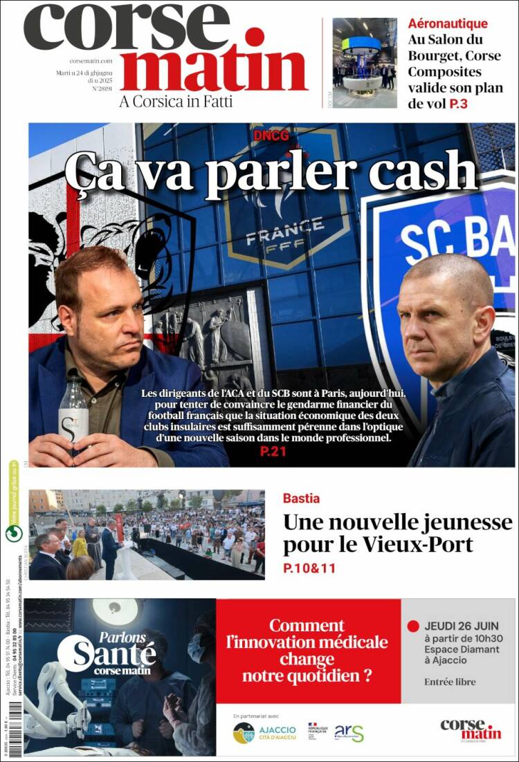 Portada de Corse-Matin (Francia)