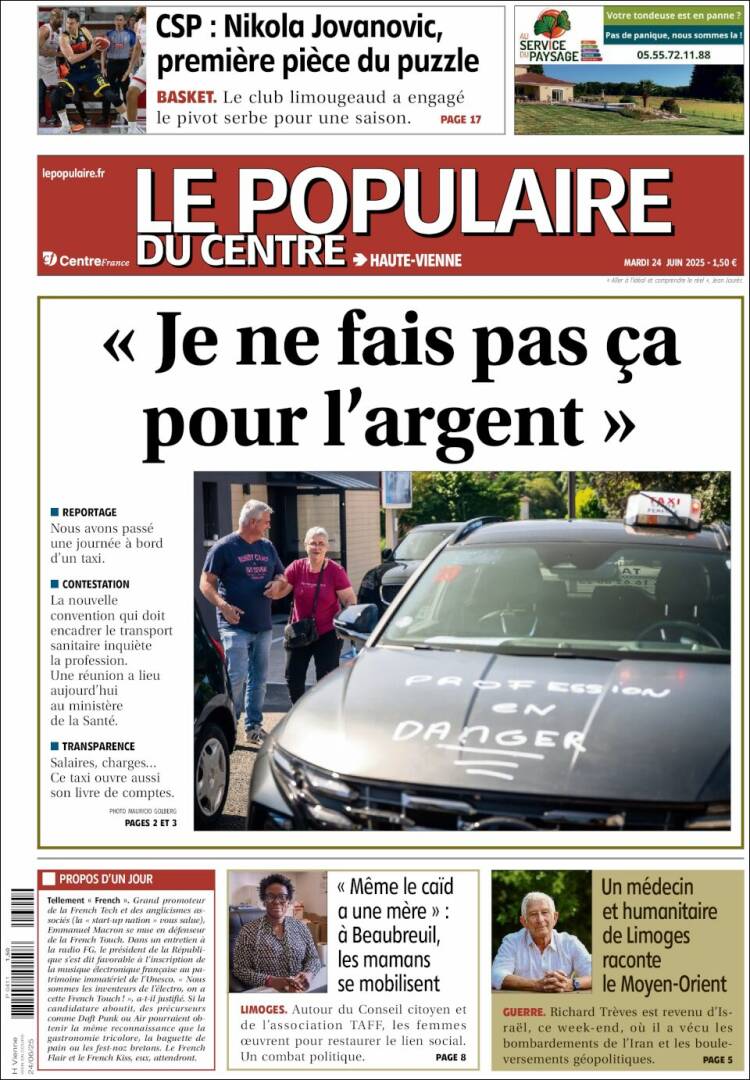 Portada de Le Populaire du Centre (Francia)