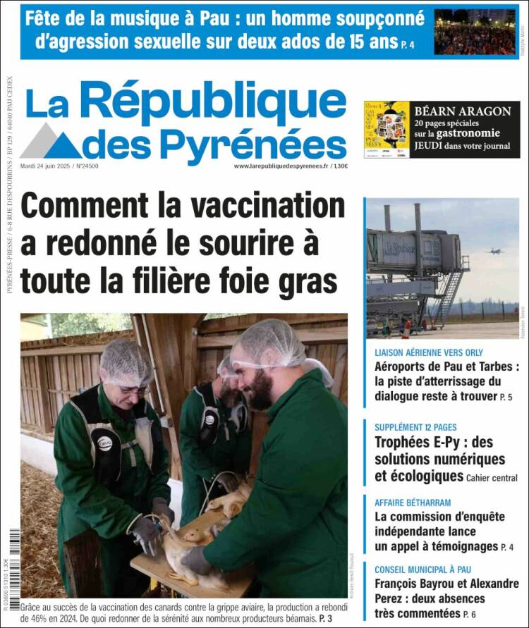 Portada de La République des Pyrénées (Francia)