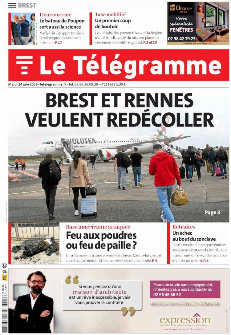 Portada de Télégramme (Francia)