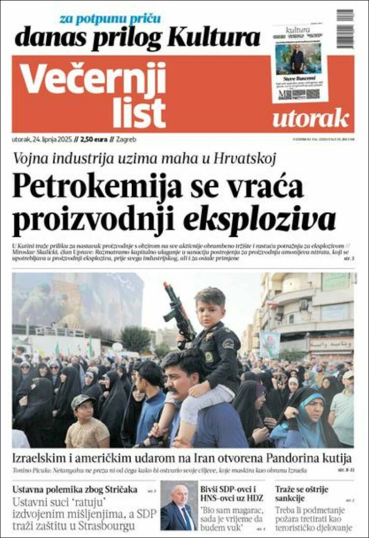 Portada de Večernji (Croacia)
