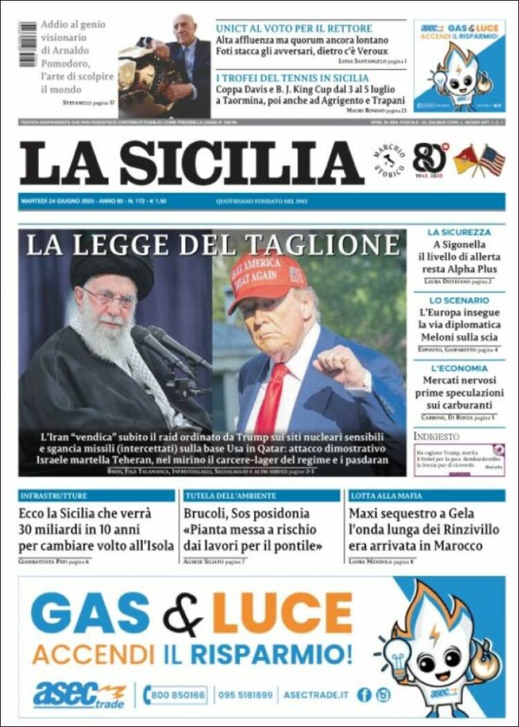 Portada de La Sicilia (Italia)