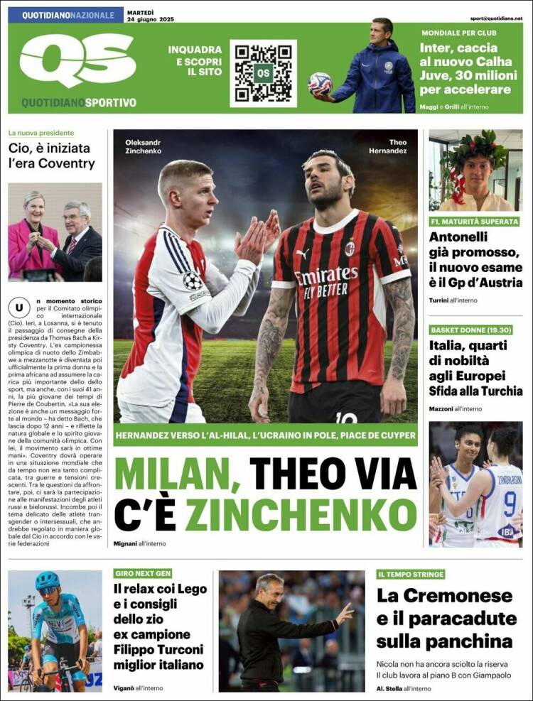 Portada de Quotidiano Sportivo (Italia)