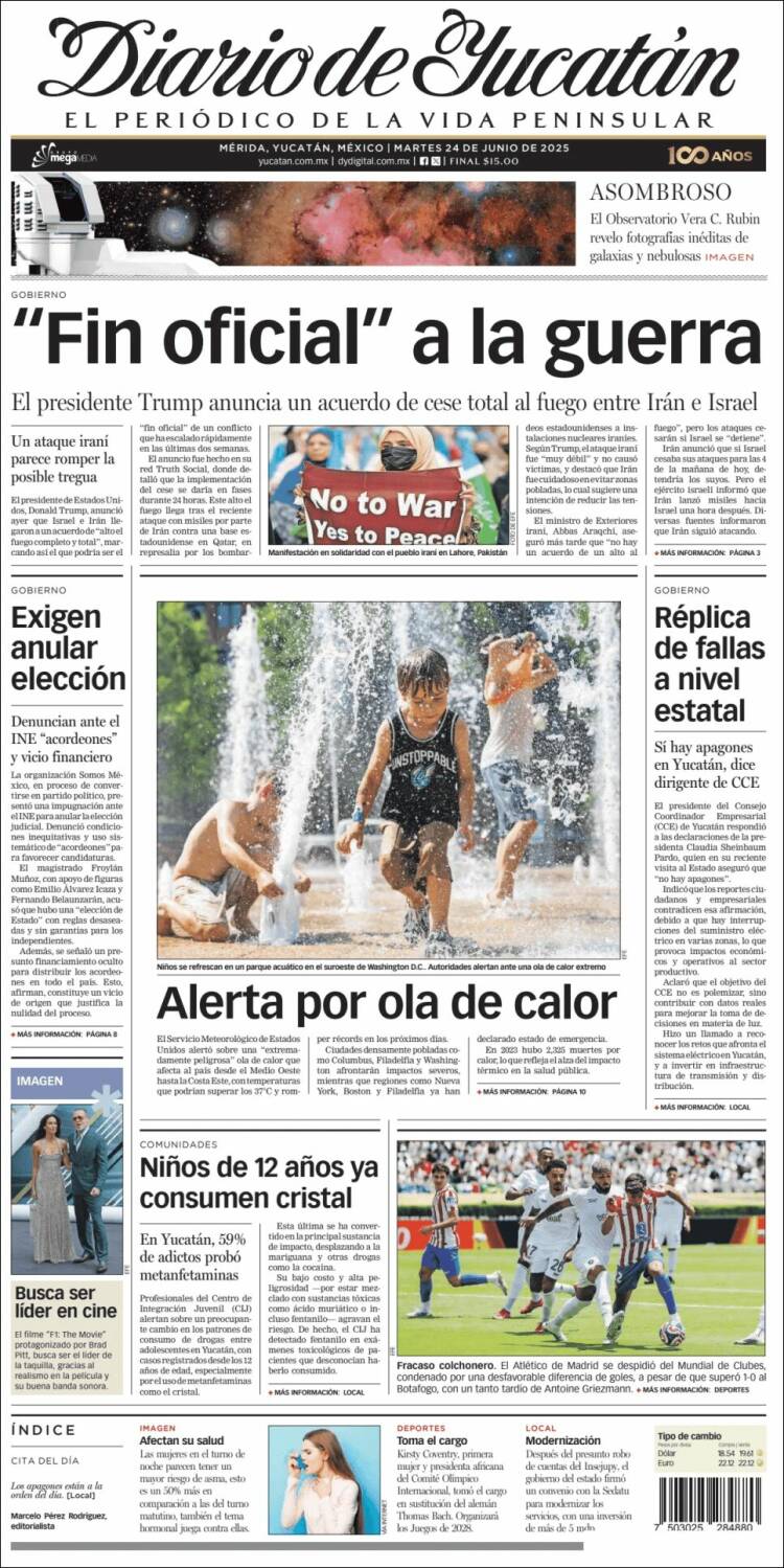 Portada de Diario de Yucatán (México)