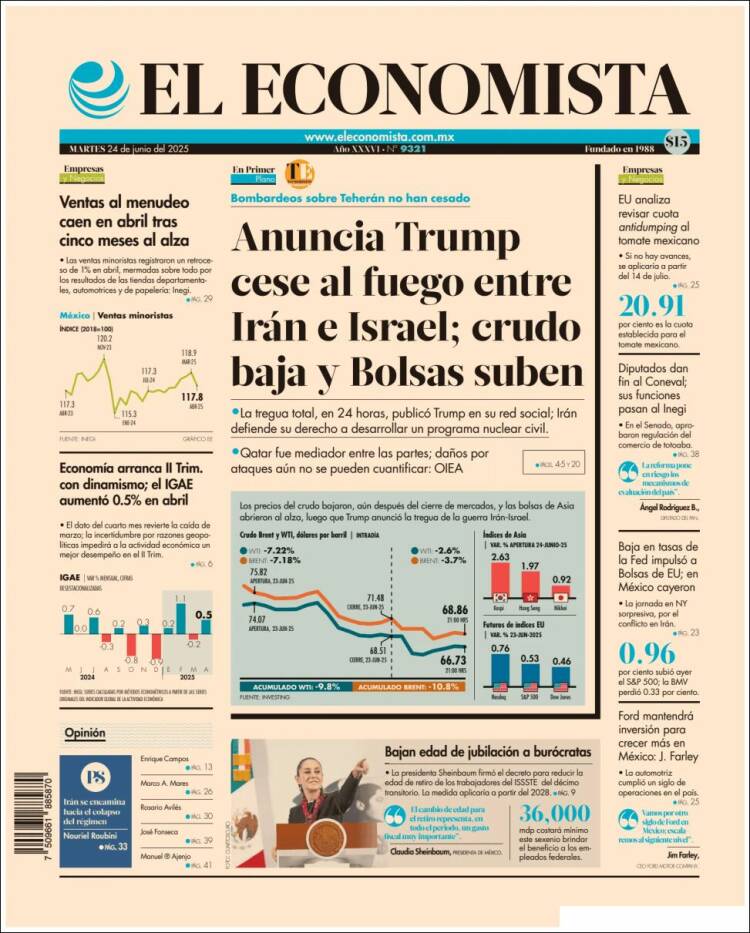 Portada de El Economista (México)