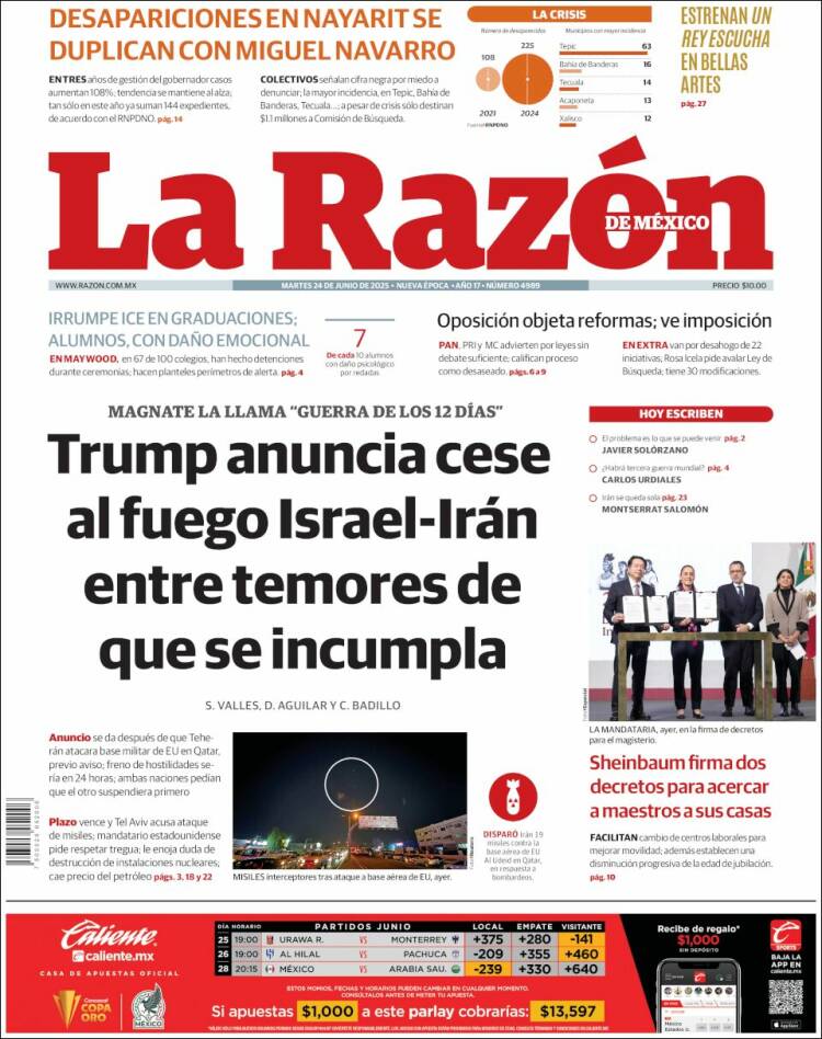 Portada de La Razón (México)