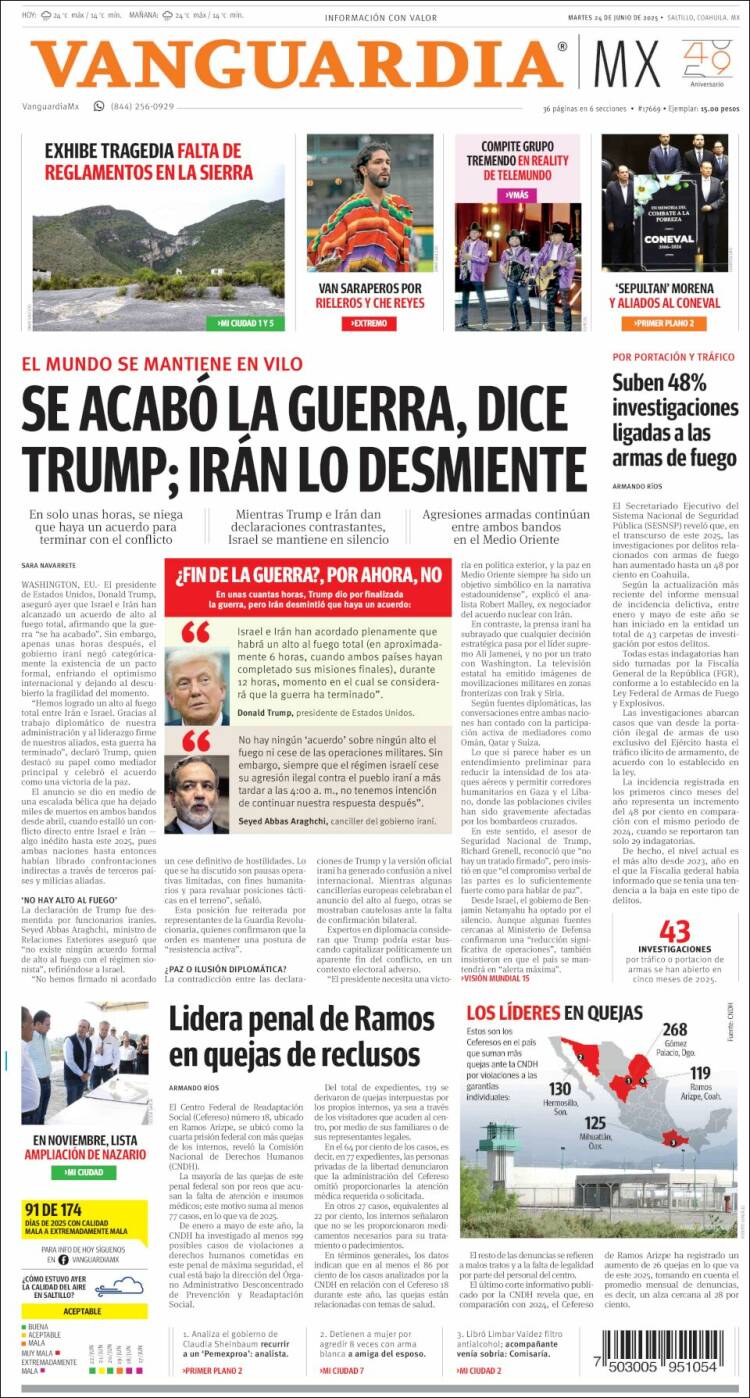 Portada de Vanguardia (México)