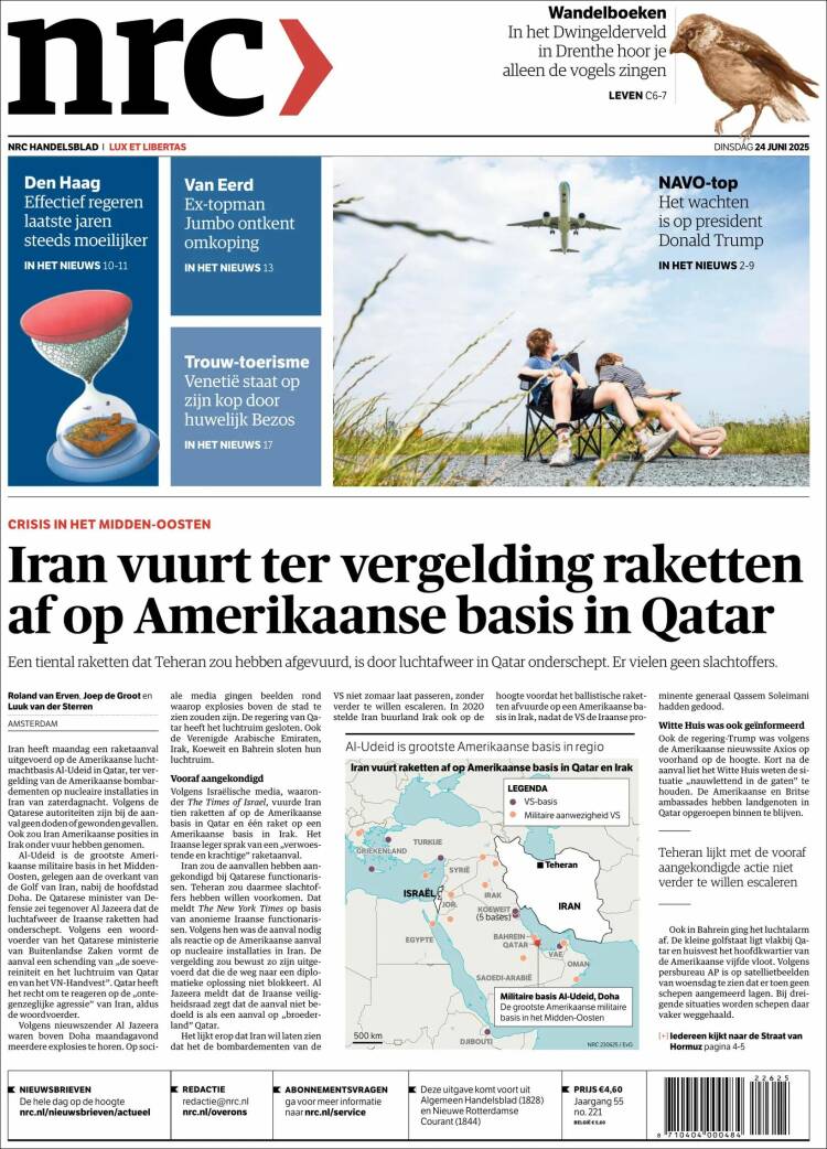 Portada de NRC Handelsblad (Países Bajos)