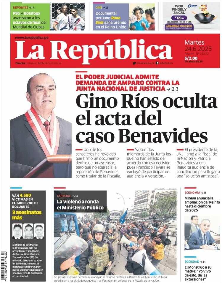 Portada de La Republica (Perú)