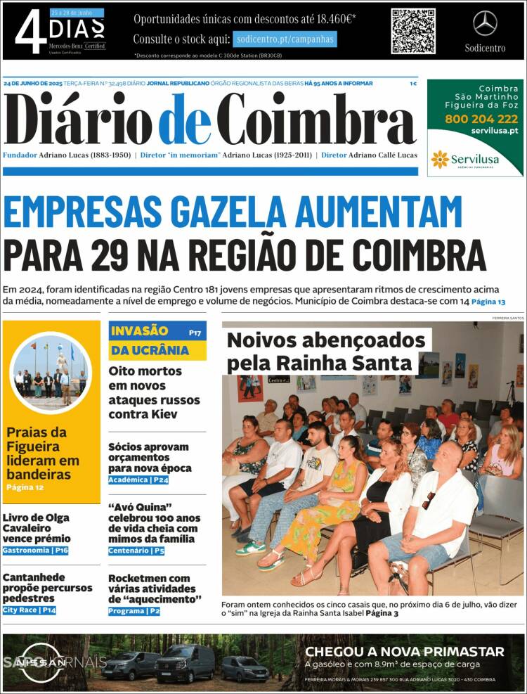 Portada de Diário de Coimbra (Portugal)