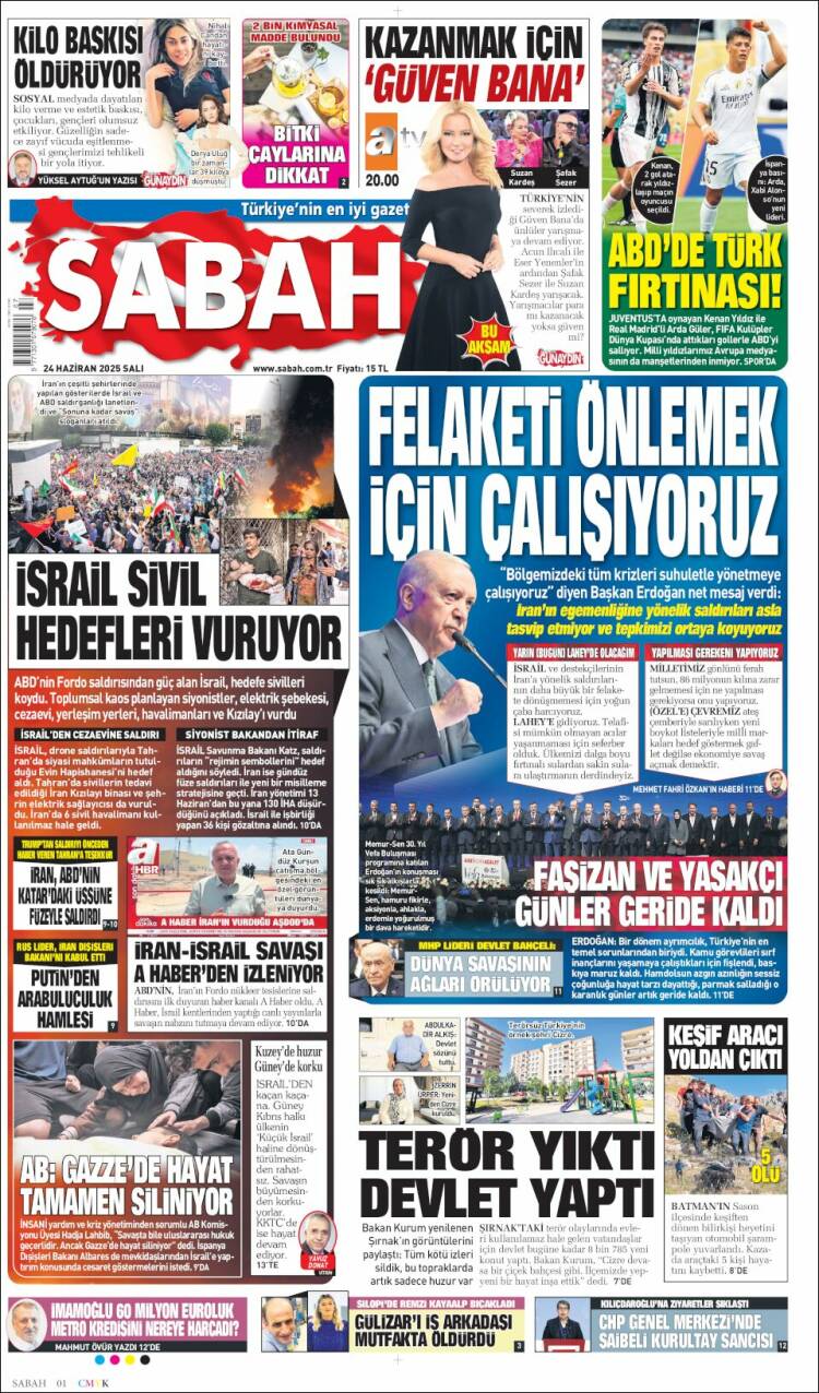 Portada de Sabah (Turquía)