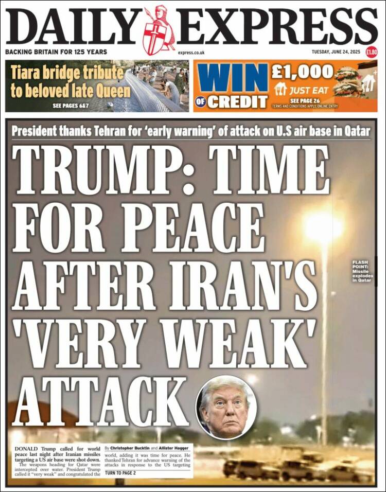 Portada de Daily Express (Reino Unido)