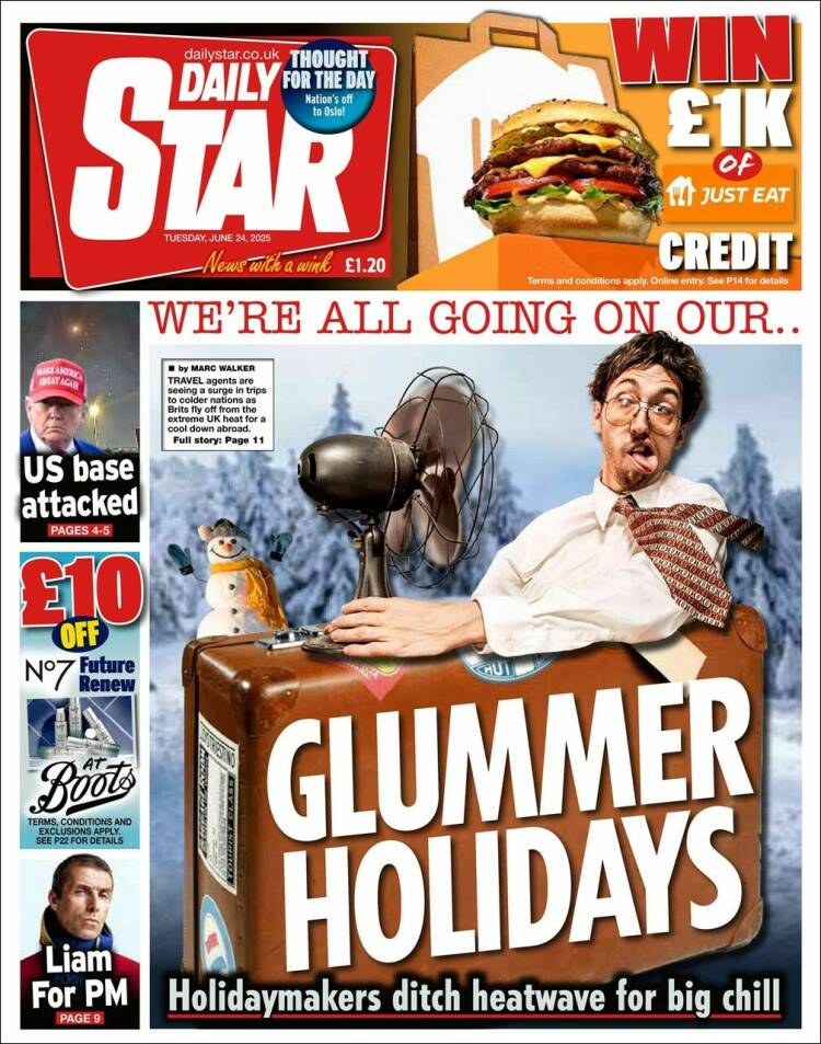 Portada de Daily Star (Reino Unido)