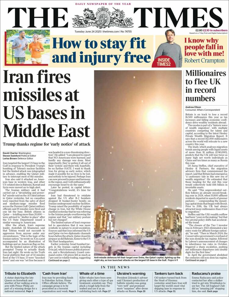 Portada de The Times (Reino Unido)