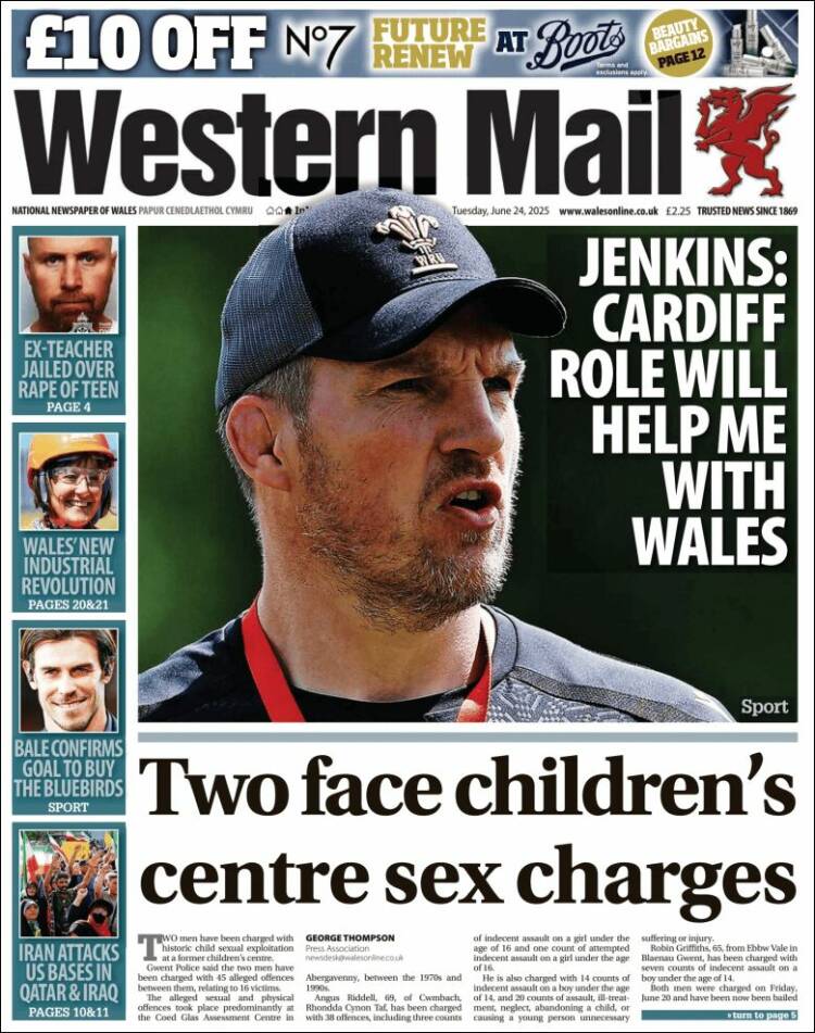 Portada de Western Mail (Reino Unido)
