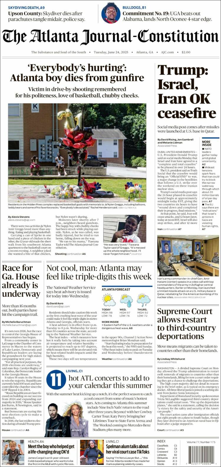 Portada de The Atlanta Journal-Constitution (USA)