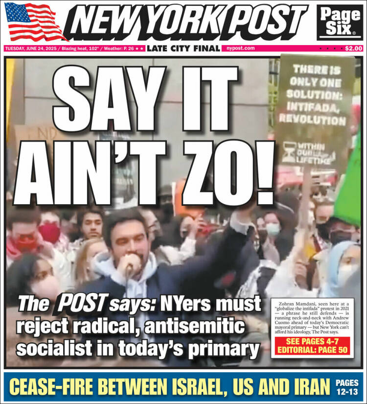 Portada de New York Post (USA)
