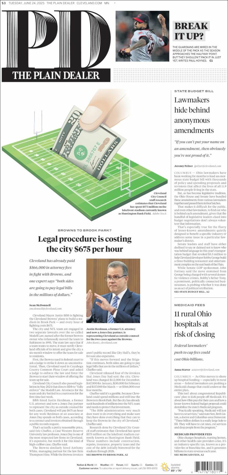 Portada de The Plain Dealer (USA)