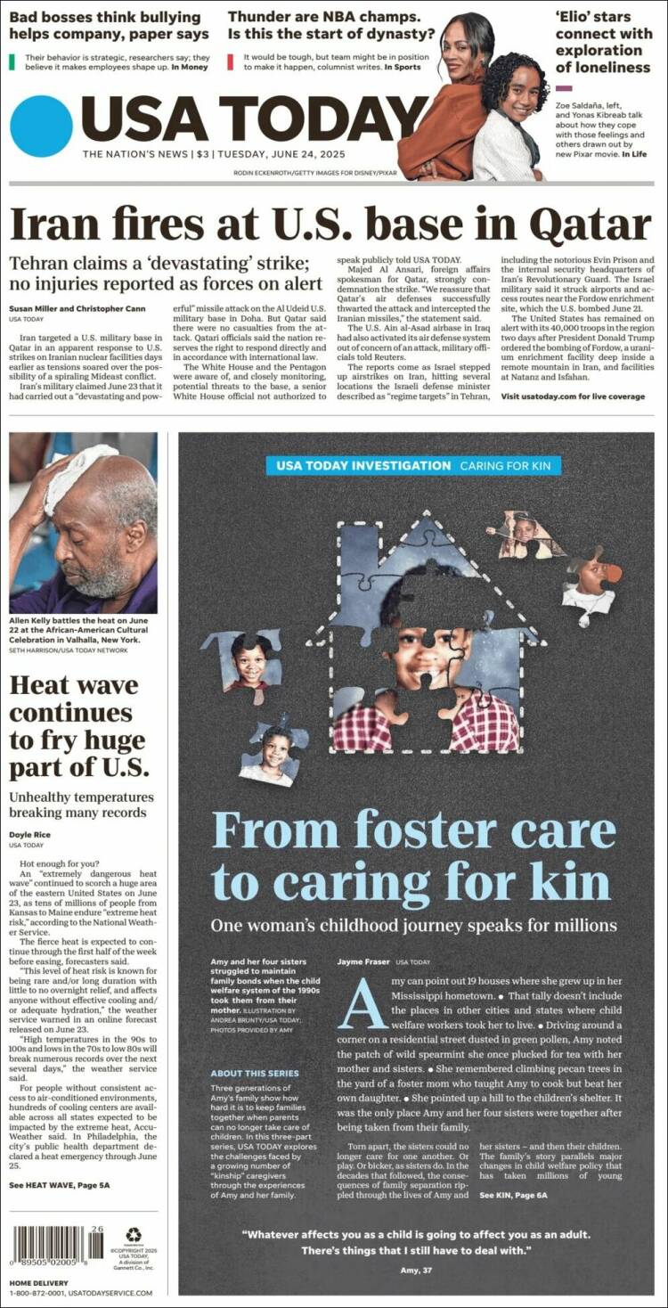 Portada de USA Today (USA)