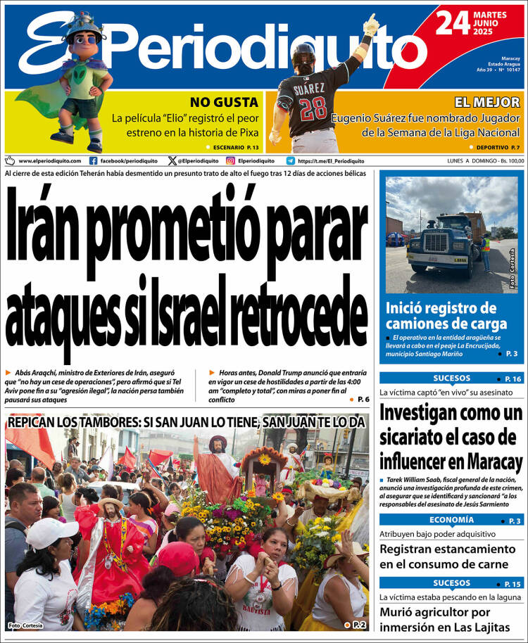 Portada de Periodiquito de Aragua (Venezuela)