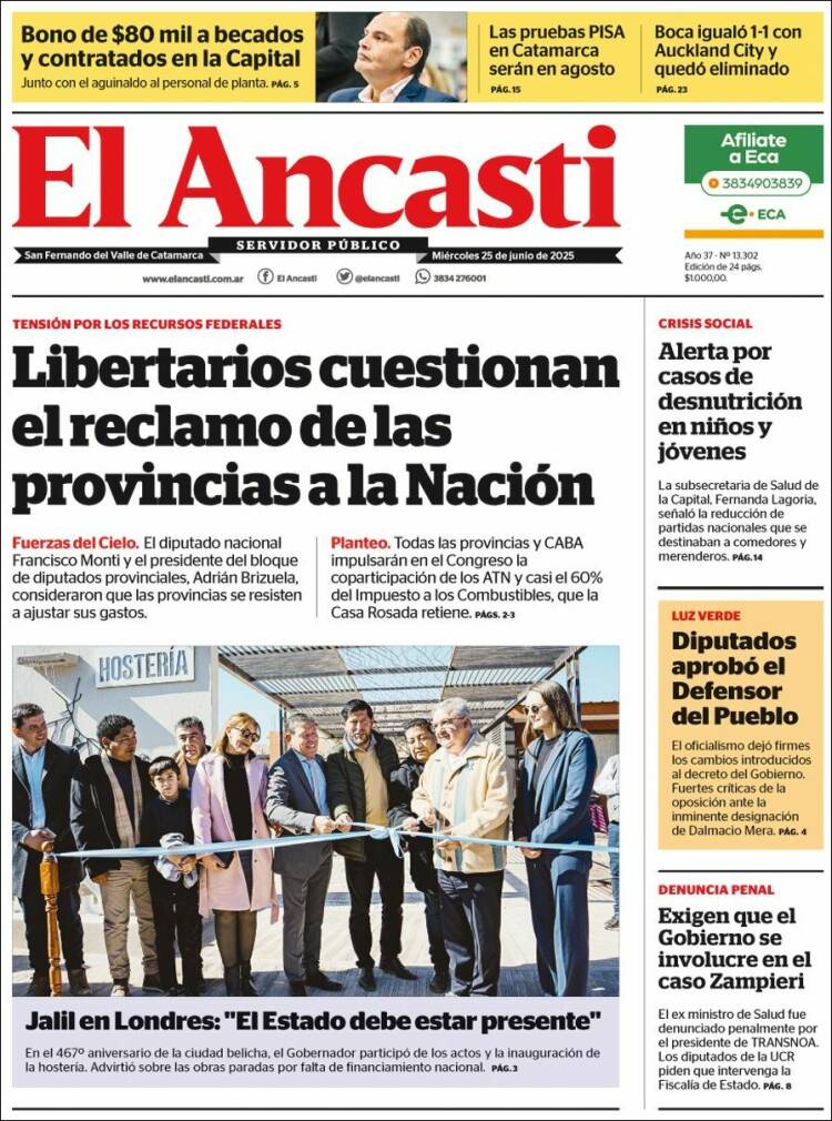 Portada de El Ancasti (Argentina)