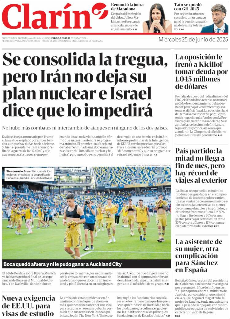 Portada de Clarín (Argentina)