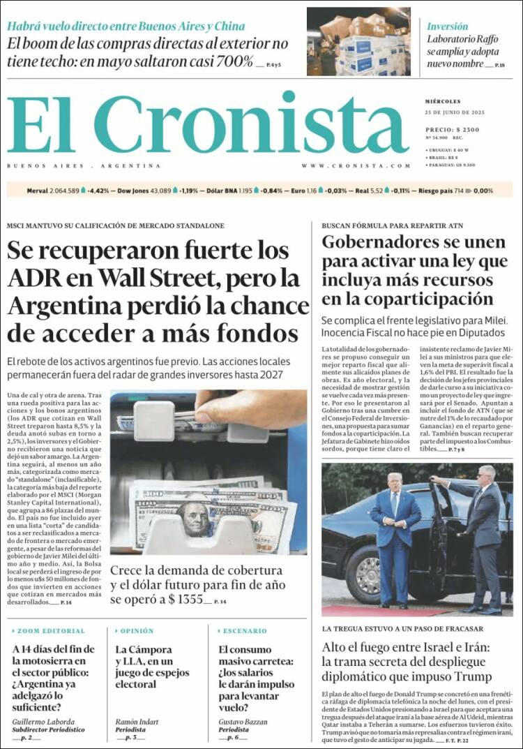 Portada de El Cronista Comercial (Argentina)