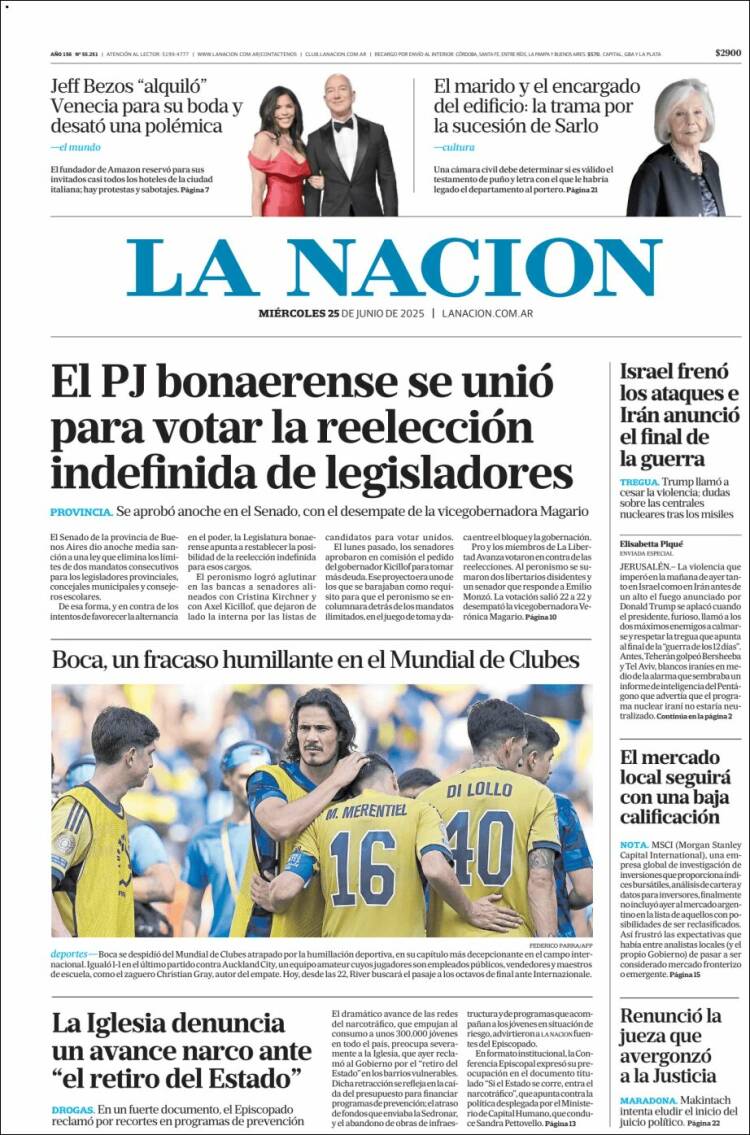 Portada de La Nación (Argentina)