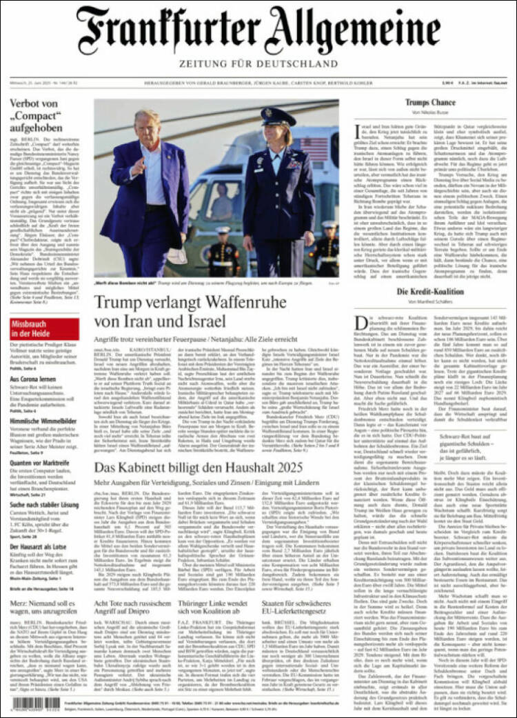 Portada de Frankfurter Allgemeine (Alemania)