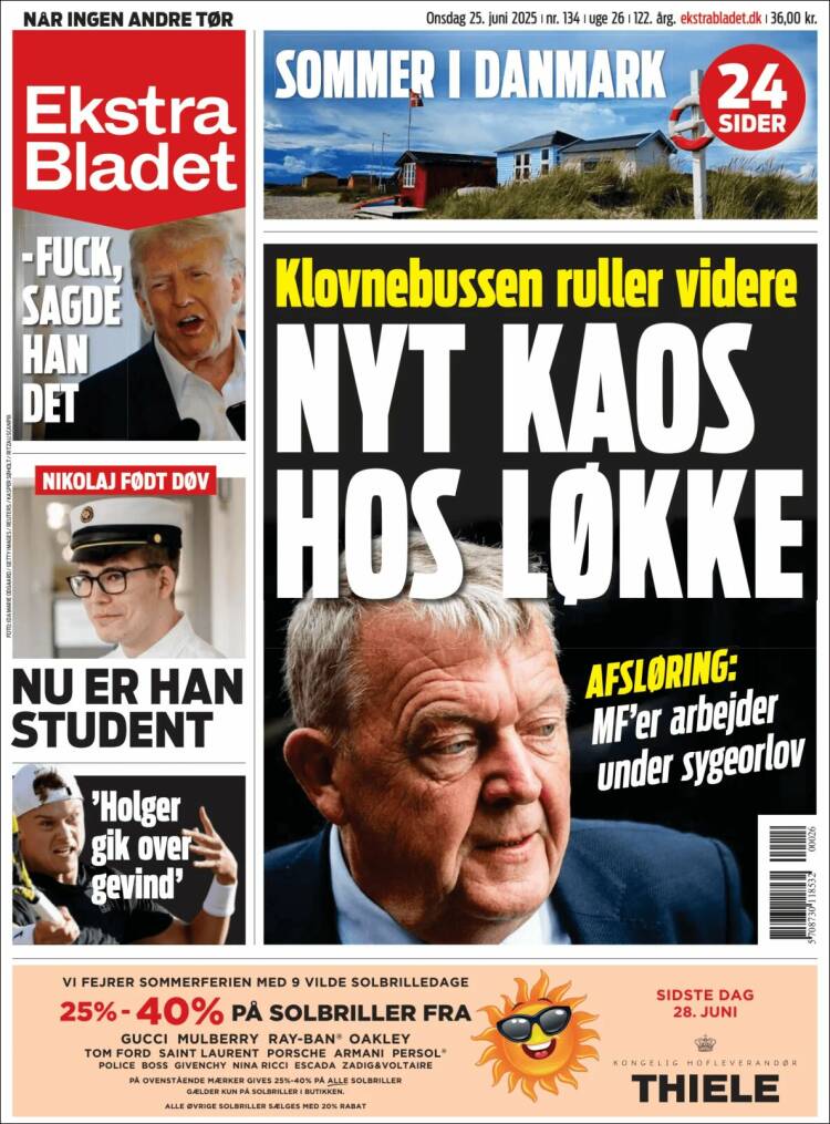 Portada de Ekstra Bladet (Dinamarca)
