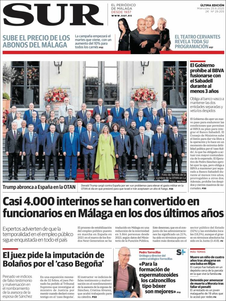 Portada de Diario el Sur (España)