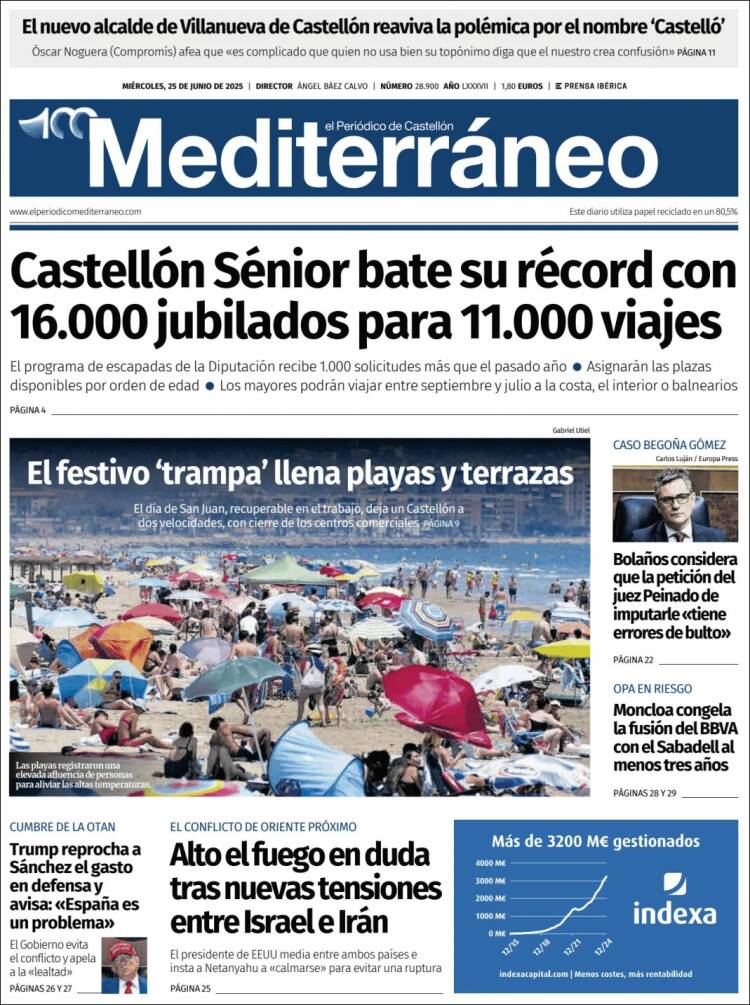 Portada de El Periódico Mediterraneo (España)