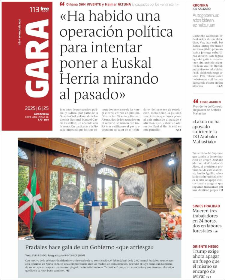 Portada de Gara (España)