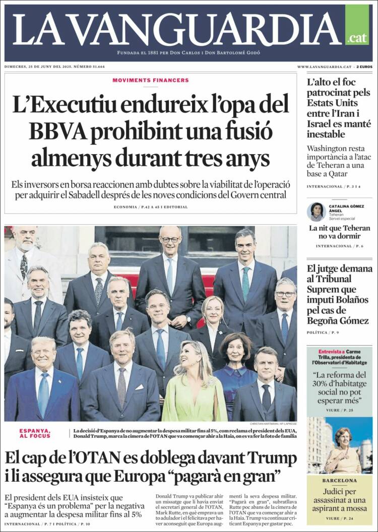 Portada de La Vanguardia (España)