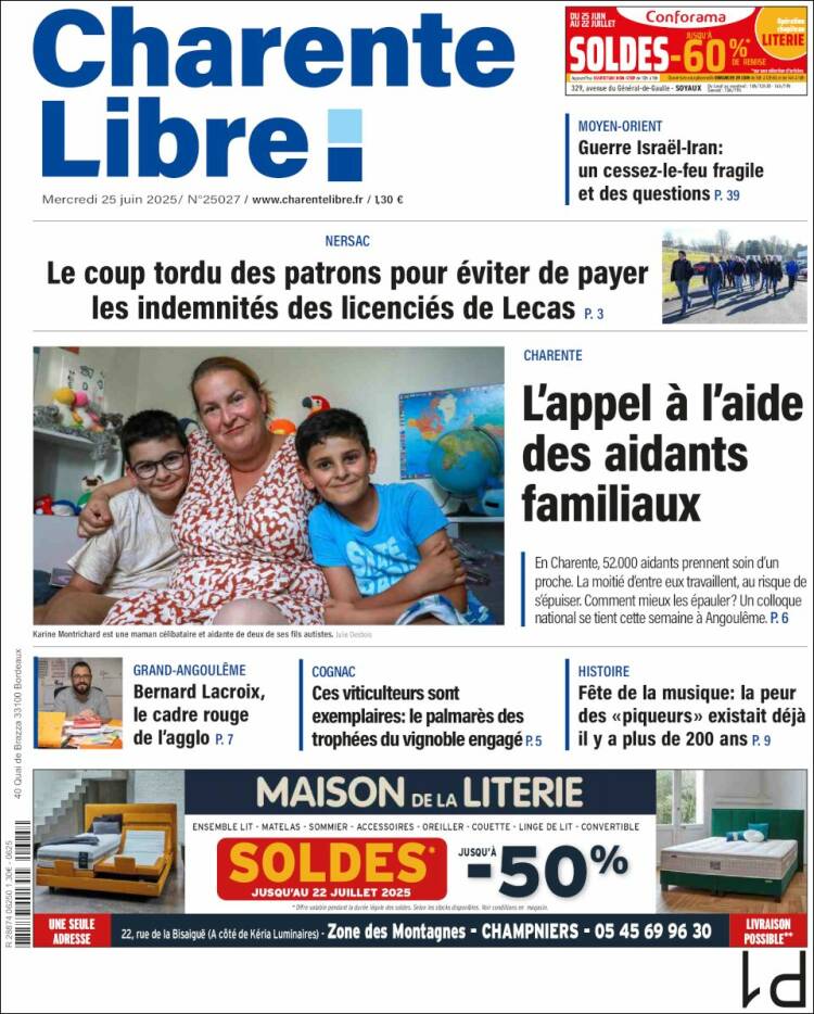 Portada de Charente Libre (Francia)