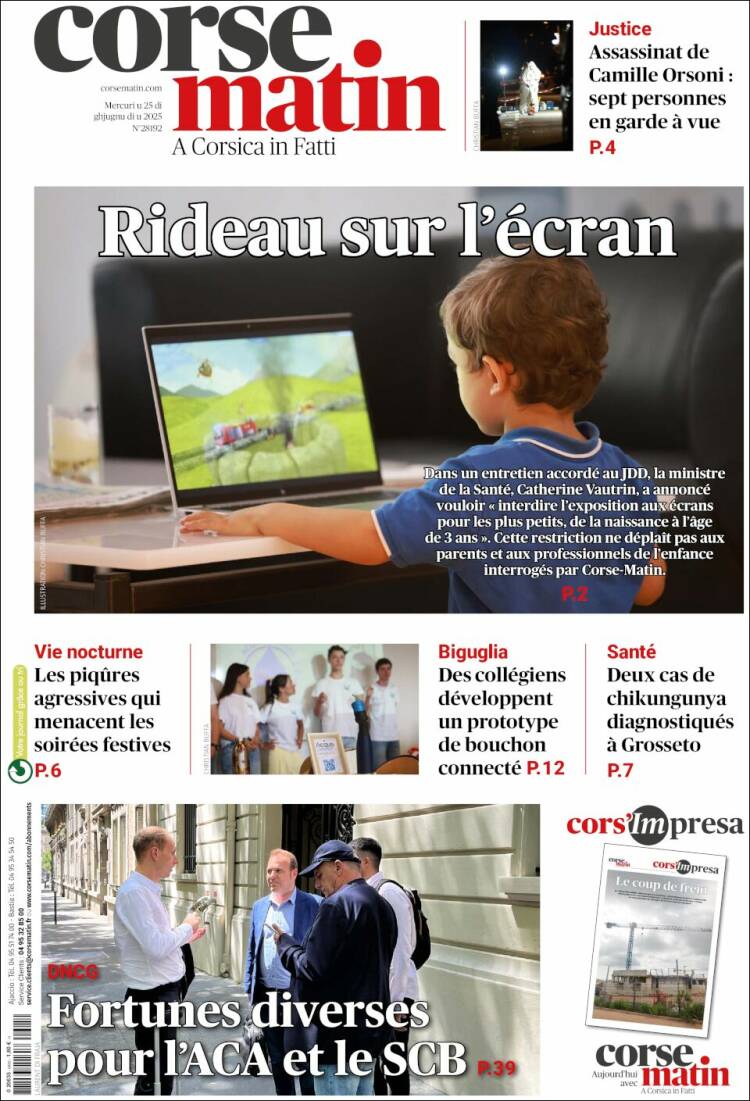 Portada de Corse-Matin (Francia)