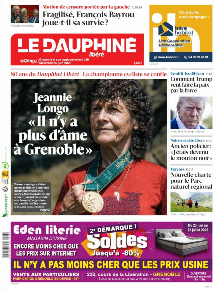 Portada de Le Dauphiné Libéré (Francia)