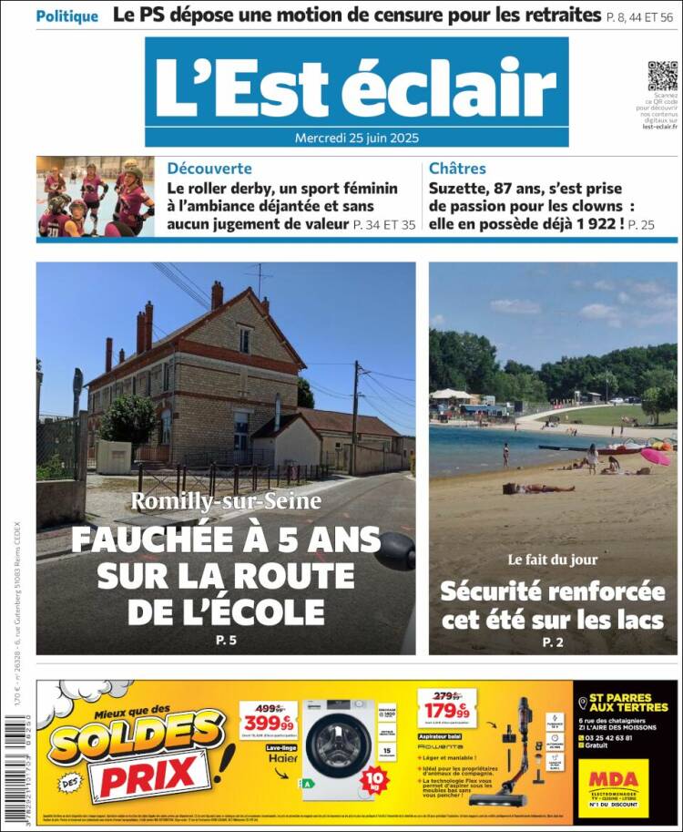 Portada de L'Est Eclair (Francia)
